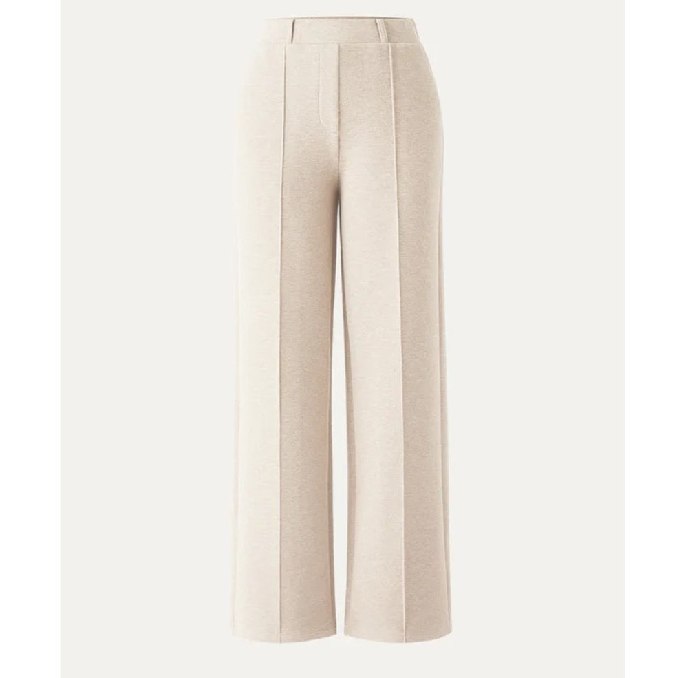 OGL FuzzLuxe Pant Straight Leg High Waist Heather Beige Size Small Petite